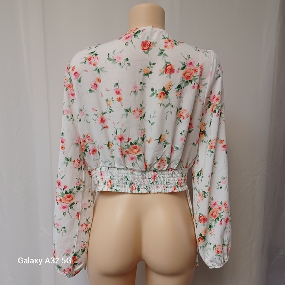 Meraki Cream Floral Wrap Blouse Size XL - Picture 8 of 13